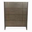 Pemberly Row Mid-Century Veneer Wood and Metal Chest in Dark Brown/White