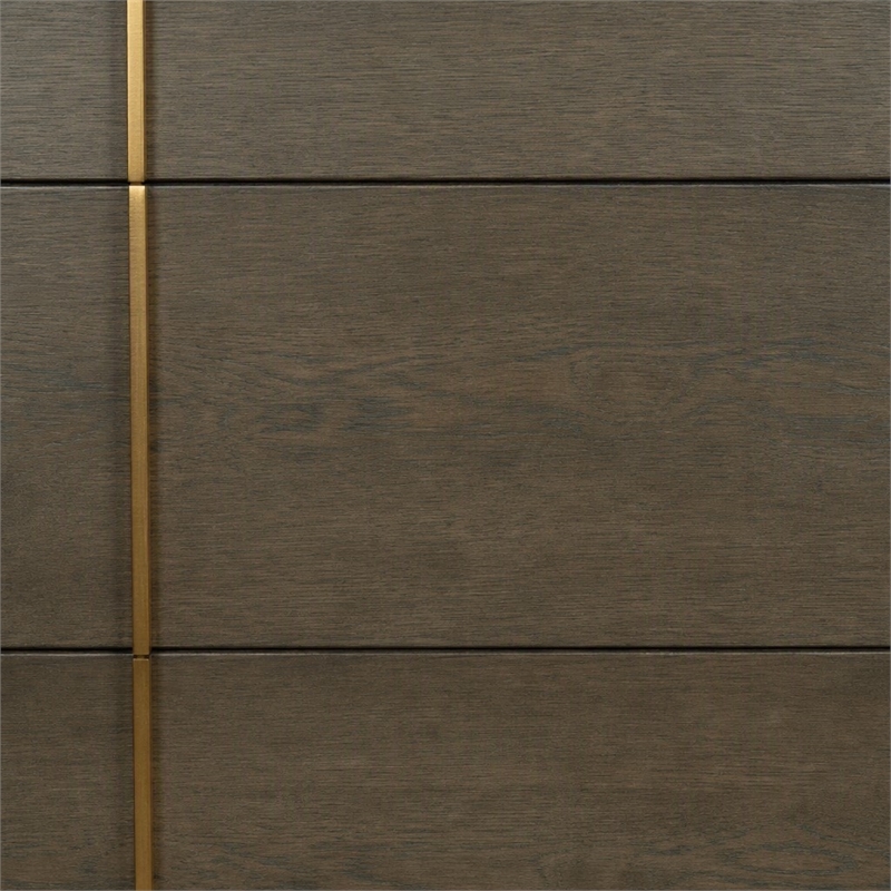 Pemberly Row Mid-Century Veneer Wood and Metal Chest in Dark Brown/White