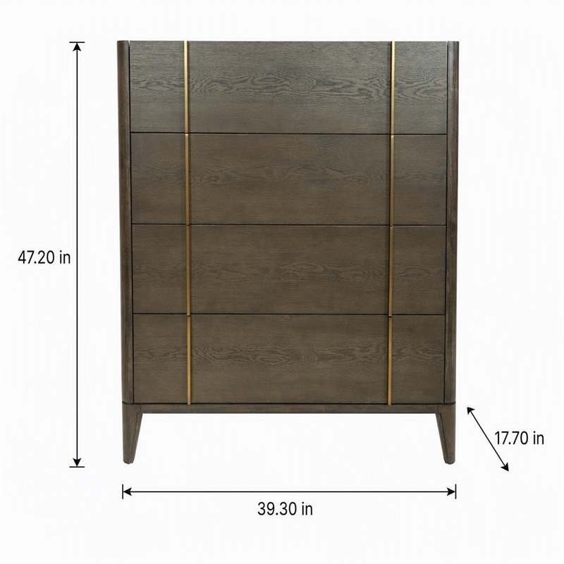 Pemberly Row Mid-Century Veneer Wood and Metal Chest in Dark Brown/White