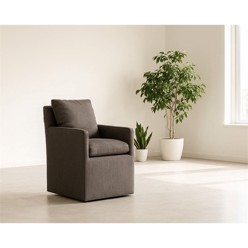 Pemberly Row Modern Gray Fabric Dining Chair with Solid Wood Frame