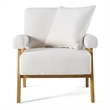 Pemberly Row Modern Accent Chair with White Fabric and Wood Frame