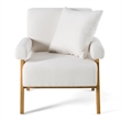 Pemberly Row Modern Accent Chair with White Fabric and Wood Frame