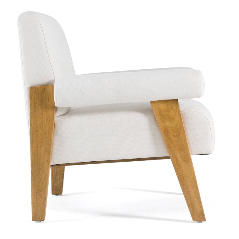 Pemberly Row Modern Accent Chair with White Fabric and Wood Frame