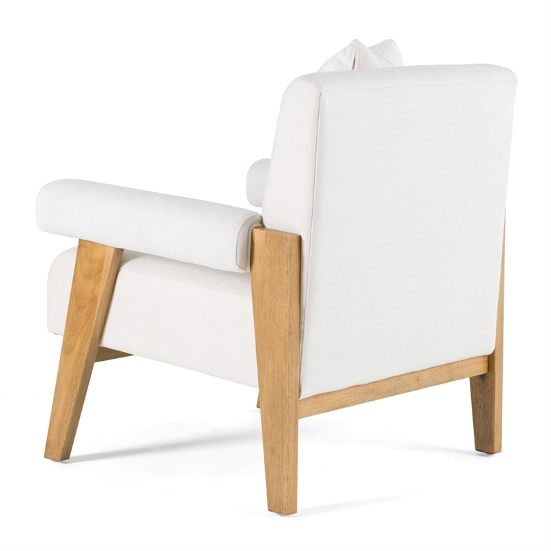 Pemberly Row Modern Accent Chair with White Fabric and Wood Frame