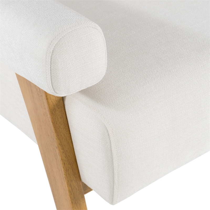 Pemberly Row Modern Accent Chair with White Fabric and Wood Frame