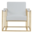 Pemberly Row Modern White Leatherette Accent Chair with Gold Frame