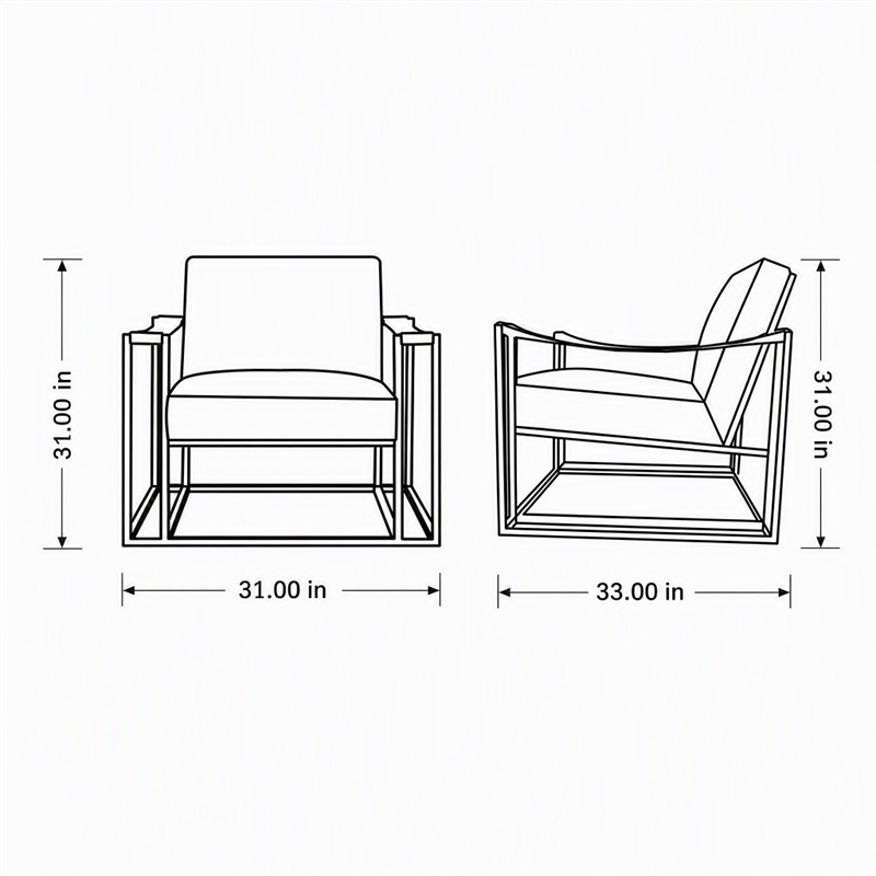 Pemberly Row Modern White Leatherette Accent Chair with Gold Frame