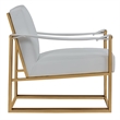 Pemberly Row Modern White Leatherette Accent Chair with Gold Frame