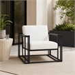 Pemberly Row Modern White Leatherette Accent Chair with Gold Frame
