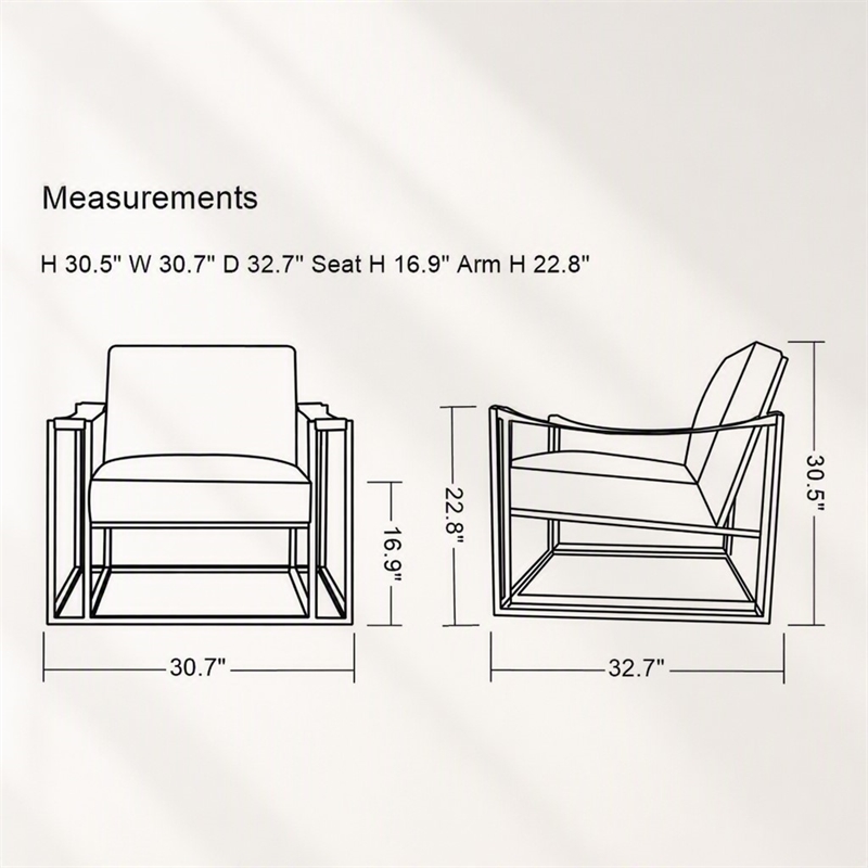 Pemberly Row Modern White Leatherette Accent Chair with Gold Frame