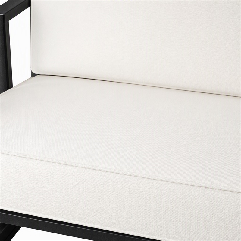 Pemberly Row Modern White Leatherette Accent Chair with Gold Frame