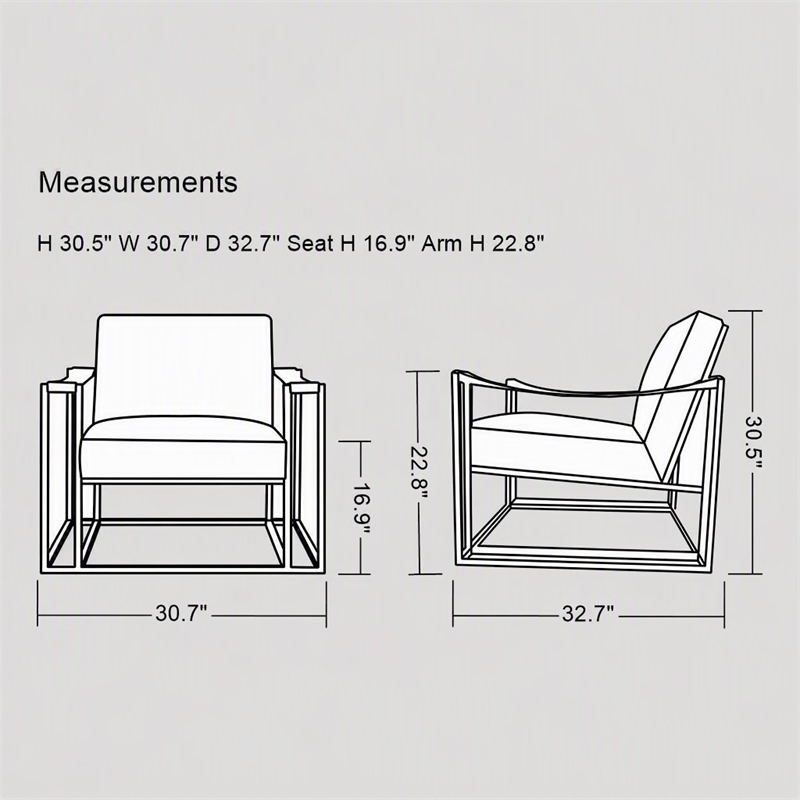 Pemberly Row Modern White Leatherette Accent Chair with Gold Frame