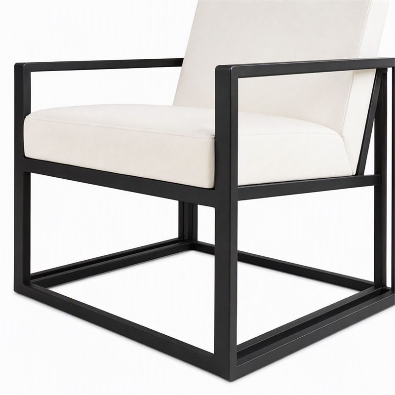 Pemberly Row Modern White Leatherette Accent Chair with Gold Frame