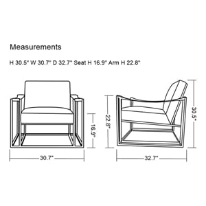 Pemberly Row Modern White Leatherette Accent Chair with Gold Frame