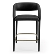 Pemberly Row Modern Black Leatherette Counter Chair with Cast Iron Legs
