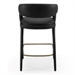 Pemberly Row Modern Black Leatherette Counter Chair with Cast Iron Legs