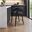 Pemberly Row Modern Black Leatherette Counter Chair with Cast Iron Legs