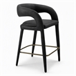 Pemberly Row Modern Black Leatherette Counter Chair with Cast Iron Legs