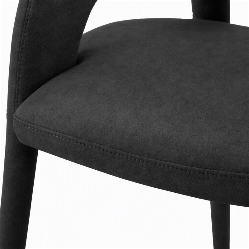 Pemberly Row Modern Black Leatherette Counter Chair with Cast Iron Legs