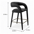 Pemberly Row Modern Black Leatherette Counter Chair with Cast Iron Legs