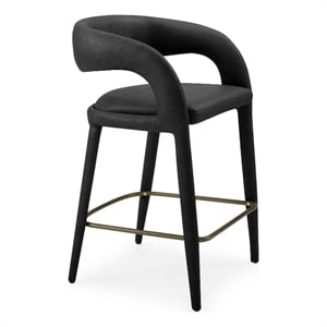 Pemberly Row Modern Black Leatherette Counter Chair with Cast Iron Legs