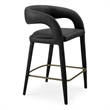 Pemberly Row Modern Black Leatherette Counter Chair with Cast Iron Legs
