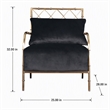 Pemberly Row Modern Glam Black Velvet Accent Chair with Gold Frame
