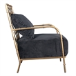 Pemberly Row Modern Glam Black Velvet Accent Chair with Gold Frame