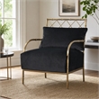 Pemberly Row Modern Glam Black Velvet Accent Chair with Gold Frame