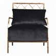 Pemberly Row Modern Glam Black Velvet Accent Chair with Gold Frame