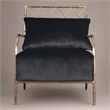 Pemberly Row Modern Glam Black Velvet Accent Chair with Gold Frame
