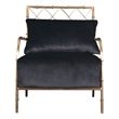 Pemberly Row Modern Glam Black Velvet Accent Chair with Gold Frame