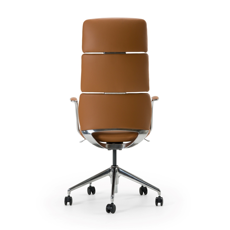 Pemberly Row Modern Camel Vegan Leather Executive Office Chair with Tilt