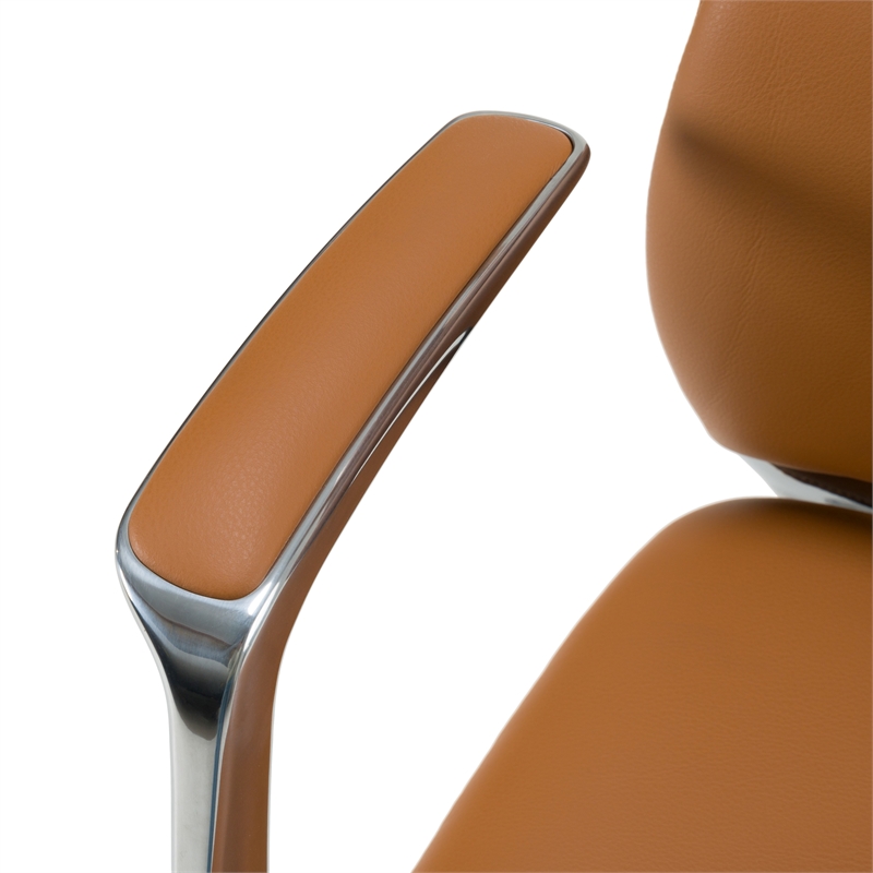 Pemberly Row Modern Camel Vegan Leather Executive Office Chair with Tilt