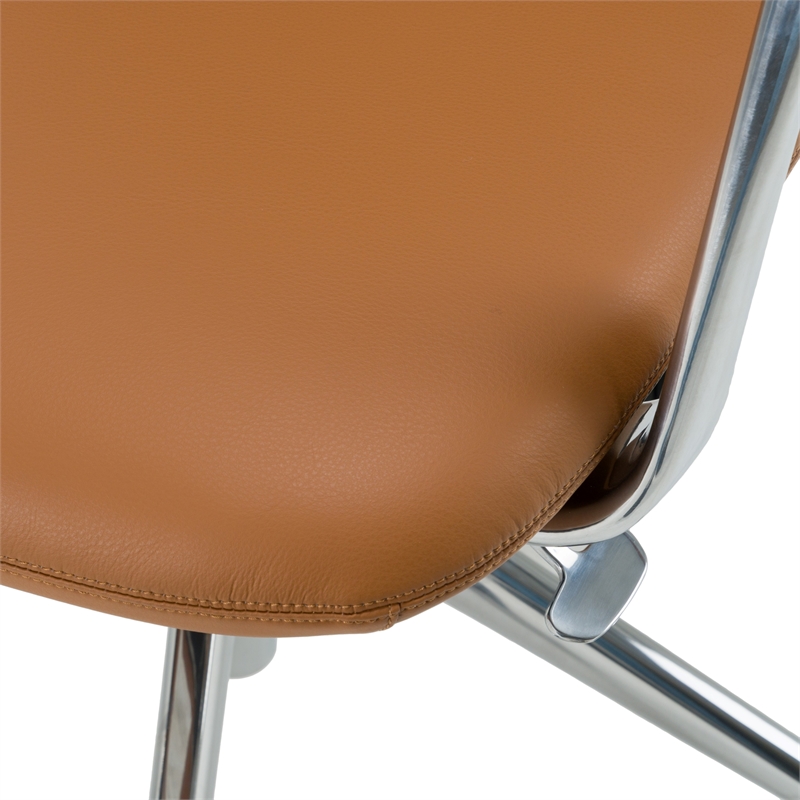 Pemberly Row Modern Camel Vegan Leather Executive Office Chair with Tilt