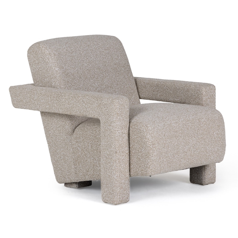 Pemberly Row Modern Beige Polyester Fabric Accent Chair with Floor Leveler
