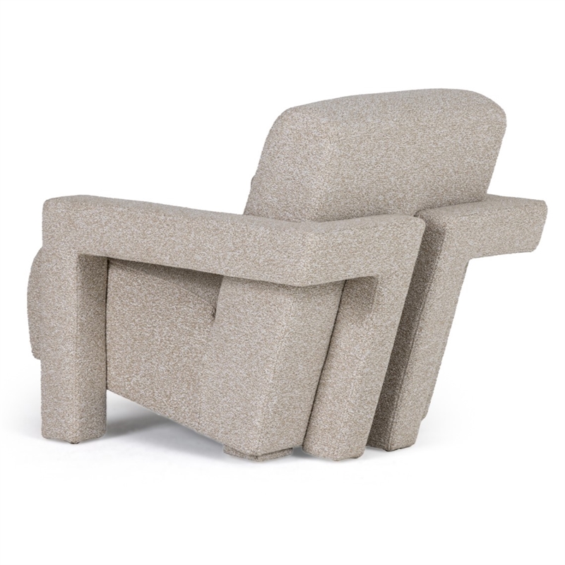 Pemberly Row Modern Beige Polyester Fabric Accent Chair with Floor Leveler