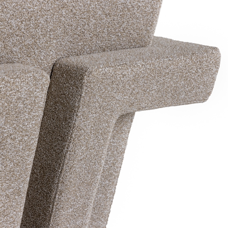 Pemberly Row Modern Beige Polyester Fabric Accent Chair with Floor Leveler