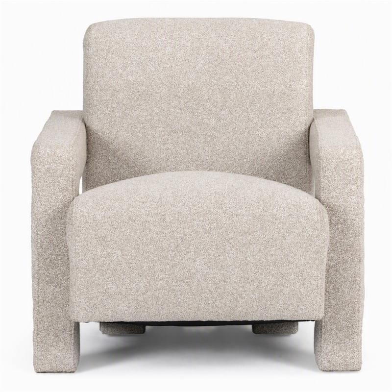 Pemberly Row Modern Beige Polyester Fabric Accent Chair with Floor Leveler