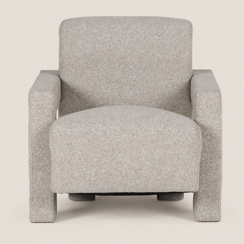 Pemberly Row Modern Beige Polyester Fabric Accent Chair with Floor Leveler