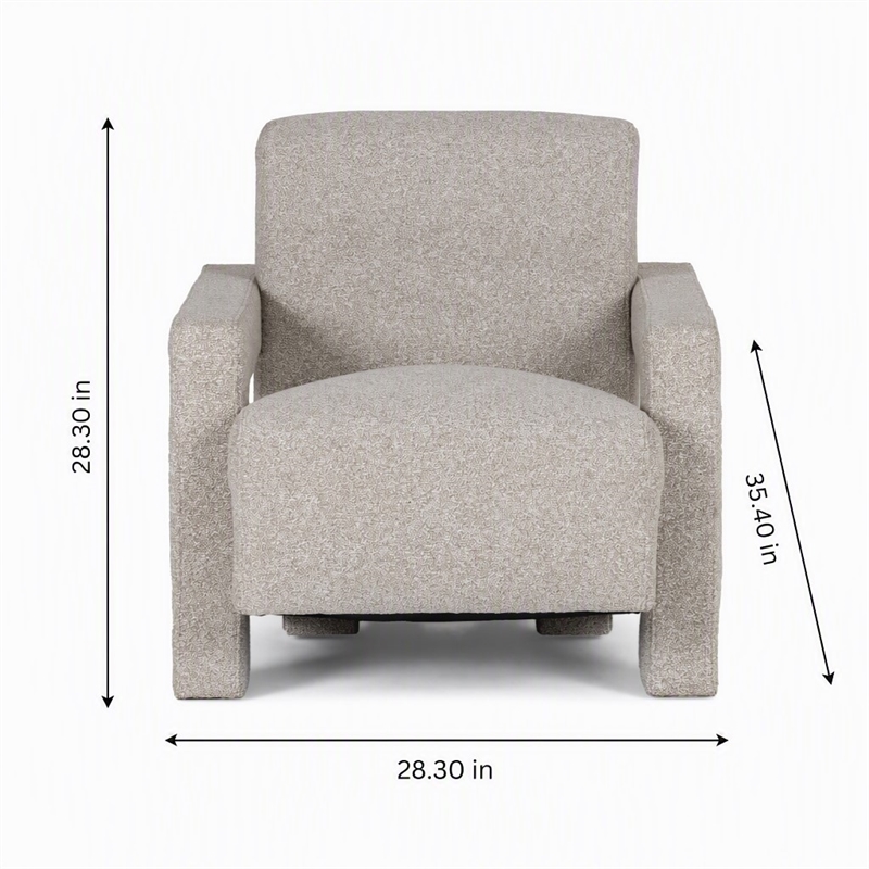 Pemberly Row Modern Beige Polyester Fabric Accent Chair with Floor Leveler