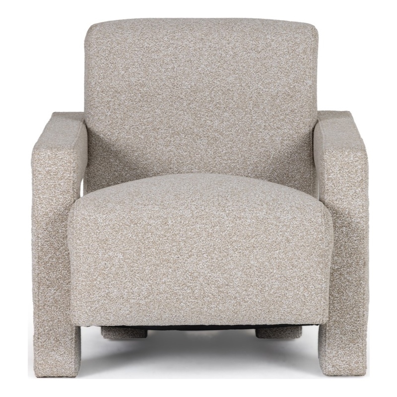 Pemberly Row Modern Beige Polyester Fabric Accent Chair with Floor Leveler
