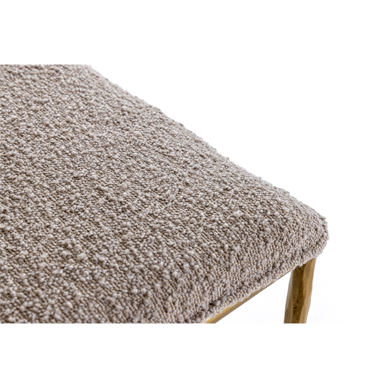 Pemberly Row Modern Beige Fabric Counter Chair with Brass-Plated Legs