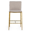 Pemberly Row Modern Beige Fabric Counter Chair with Brass-Plated Legs