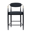 Pemberly Row Mid-Century Modern Dark Grey Counter Chair with Gold Arms