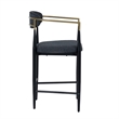 Pemberly Row Mid-Century Modern Dark Grey Counter Chair with Gold Arms