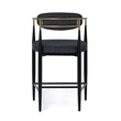 Pemberly Row Mid-Century Modern Dark Grey Counter Chair with Gold Arms