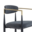 Pemberly Row Mid-Century Modern Dark Grey Counter Chair with Gold Arms