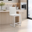 Pemberly Row Vegan Leather Counter Chair in White Stainless Steel Frame