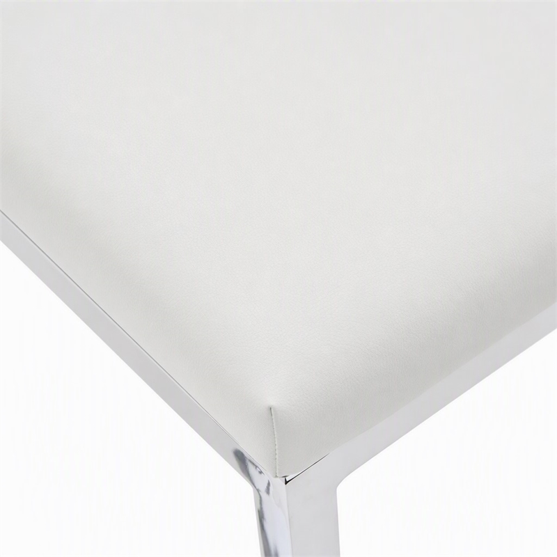 Pemberly Row Vegan Leather Counter Chair in White Stainless Steel Frame